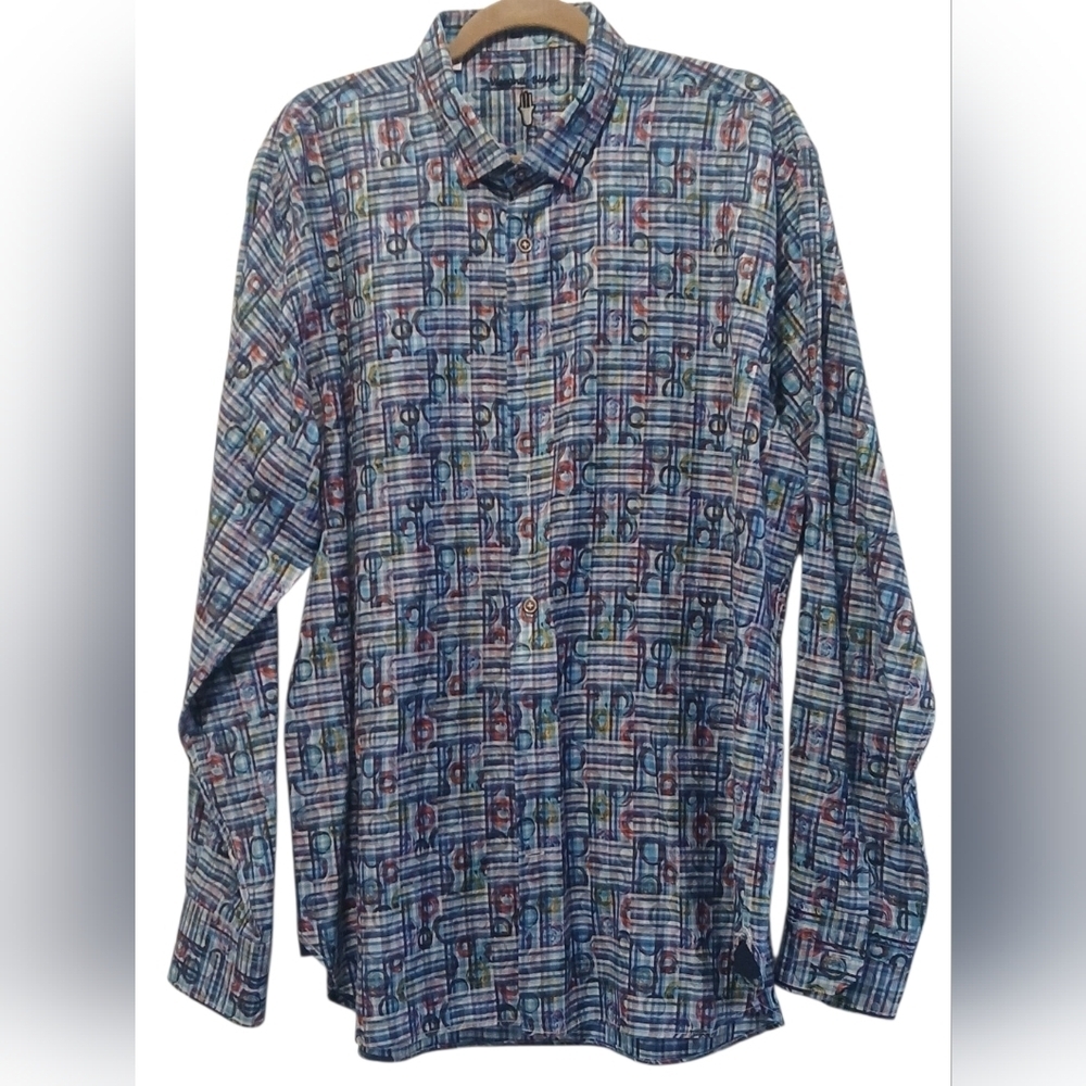 Visconti Black -NWOT Multi Colored Geometric Pattern, Long Sleeve, - Picture 1 of 8